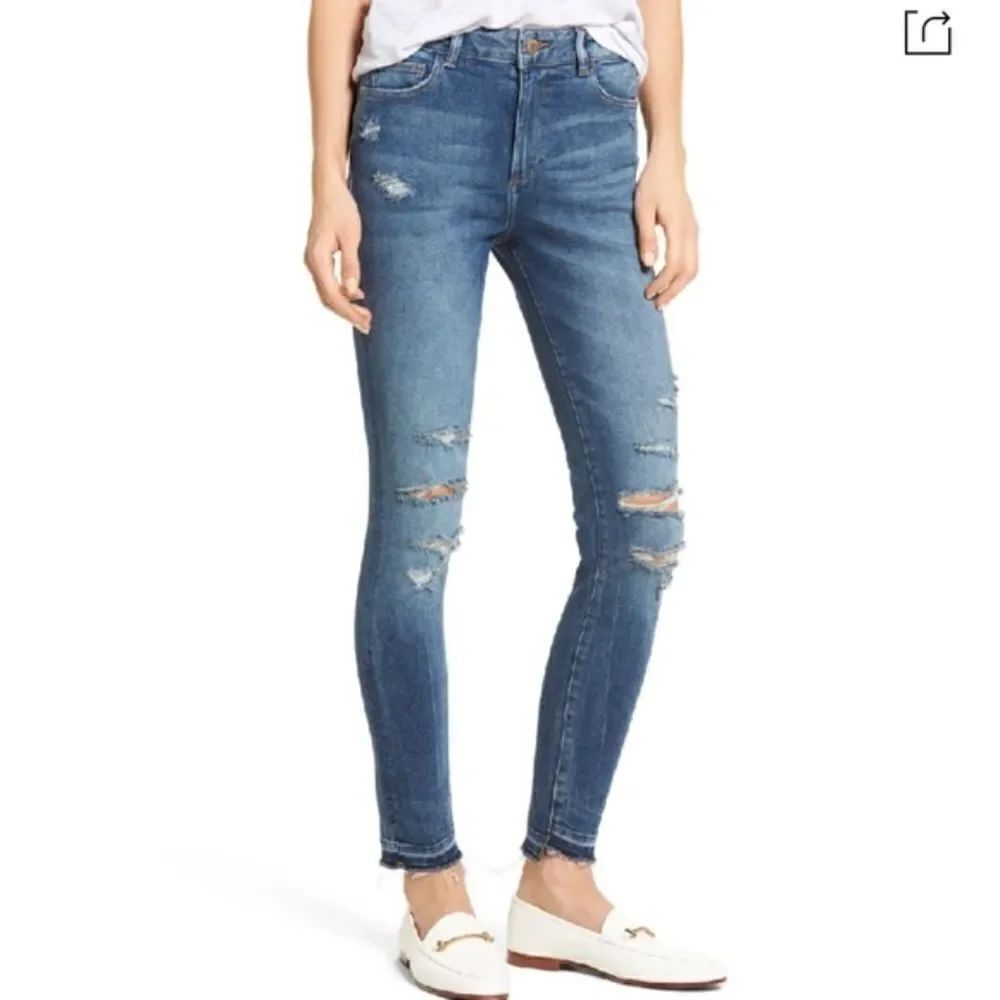 DL1961 Farrow High Rise Raw Hem Skinny Jeans
